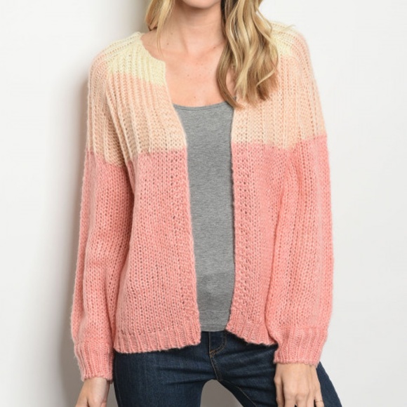 🌸PINK/PEACH CARDIGAN SWEATER🌸 - Picture 1 of 2